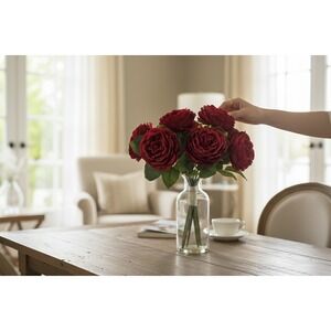 HomeGoods Faux Rose Bouquet Home Red Brand New Silk Floral Decor